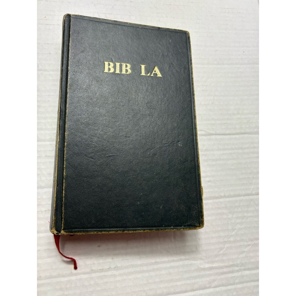 Bib La Haitian Creole Holy Bible Black Cover Gold Lettering Ribbon Bookmark